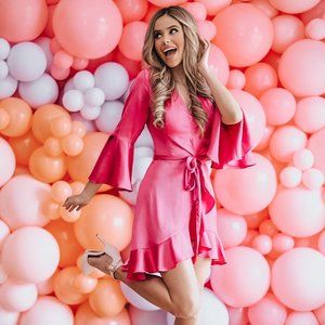 BEBE PINK SATIN DRESS